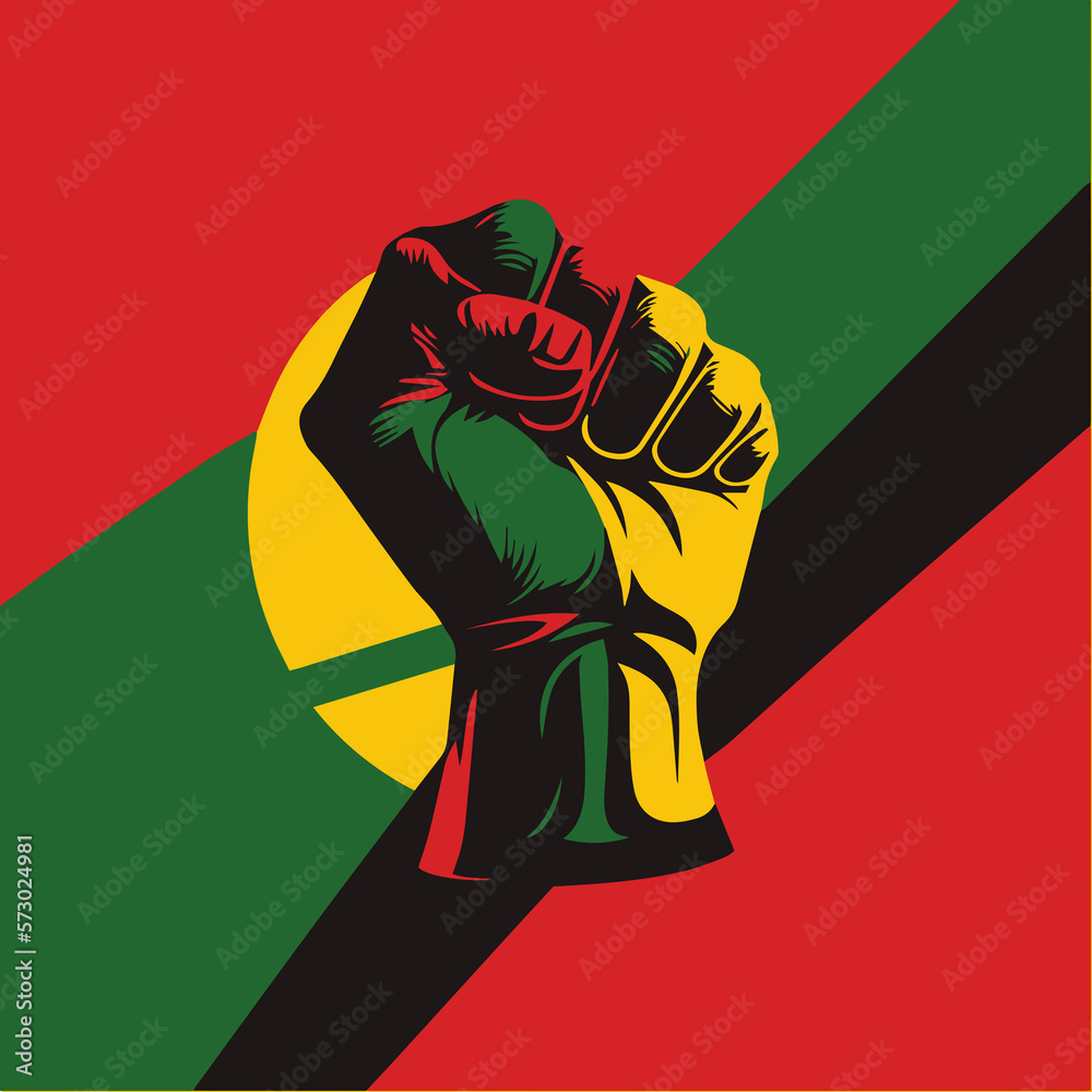 Clenched fist with pan african colors created with Generative AI