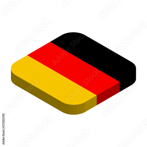 Germany flag - 3D isometric square flag with rounded corners.