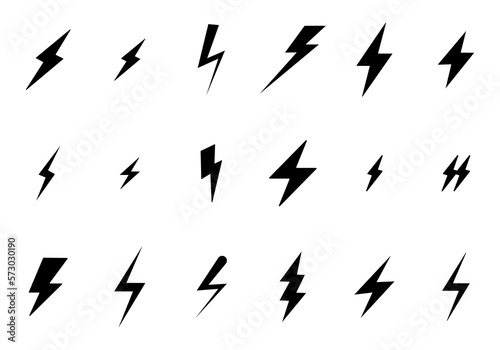 Set lightning bolt. Thunderbolt flat style - stock vector. Lightning symbol set. fast charge thunderbolt flash symbols.