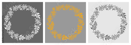 Floral circle frames set.

Flat vector wreaths of twigs with leaves and berries. Suitable for circular design, invitation, greeting, quote, title.
