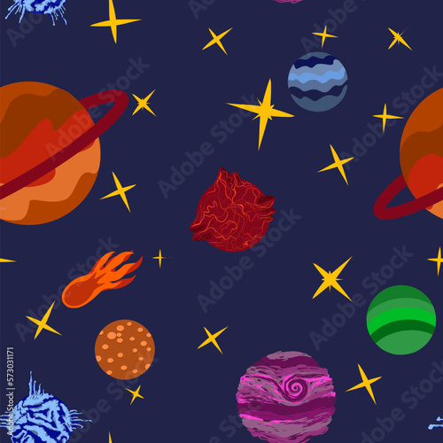 Pattern cartoon planets. Colorful set of isolated objects. Space background. Fantasy planets. EPS 10