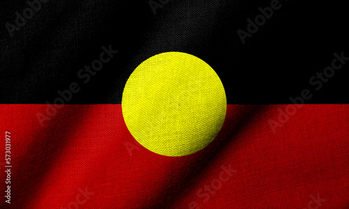 3D Flag of Australia (Aboriginal) waving