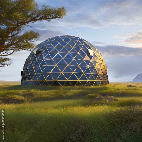 A geodesic dome house made of metal and glass 2_SwinIRGenerative AI