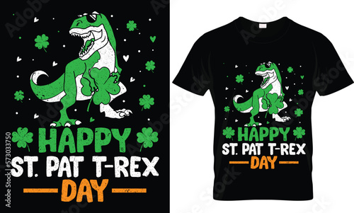 happy st. pat t-rex day, st patrick day t shirt design