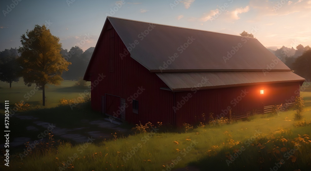 Old wooden red barn [AI Generated]