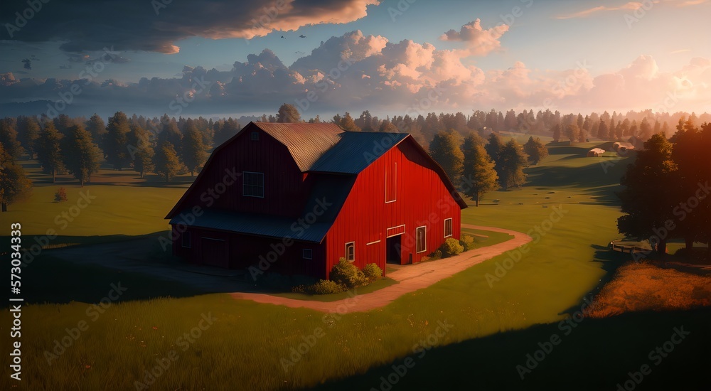 Old wooden red barn [AI Generated]