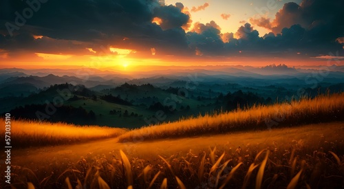 Golden wheat field landscape [AI Generated] © Jefferson