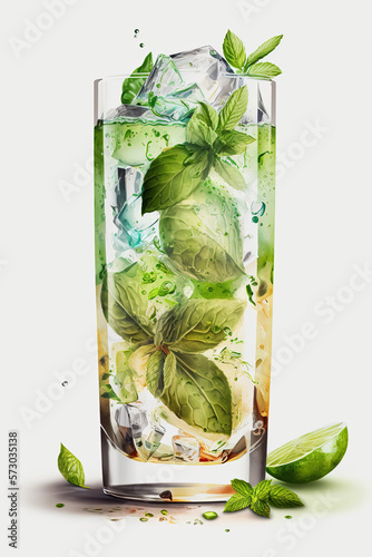 Gourmet Mojito cocktail isolated on a clean white background
