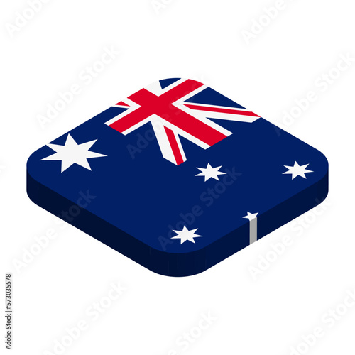 Australia flag - 3D isometric square flag with rounded corners.