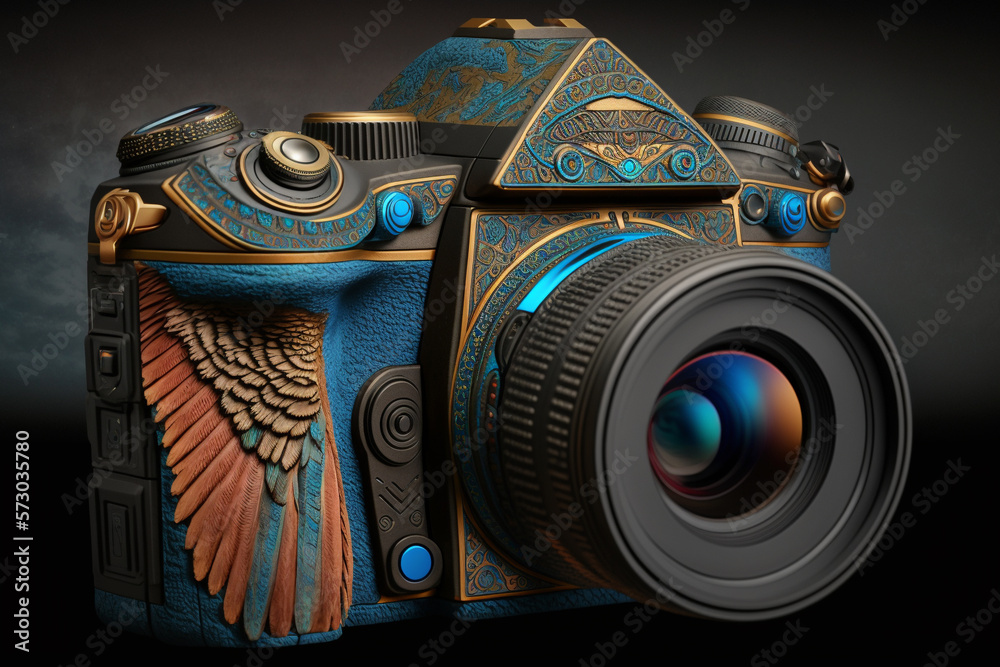 Psychedelic Futuristic Egyptian Camera HighTech Digital Device AI