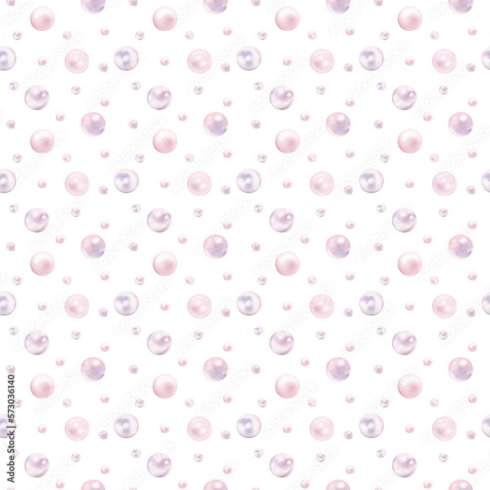 Cute seamless pattern with watercolor pearl beads. Cute children pattern. Perfect for background paper or textiles.