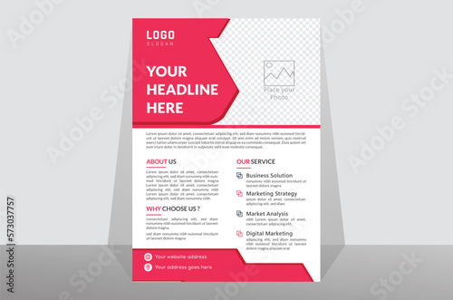 Modern flyer design for advertising promotion and growth company. abstract flat flyer design . pink  color flyer. creative unique nice clean white background design. Half page A4 flyer free.