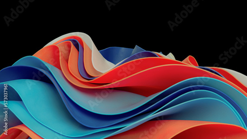 3d render, abstract background with layers macro, wavy fashion wallpaper