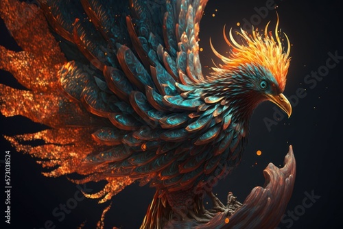 Image of Phoenix bird  rebirth concept  selective focus. AI generated