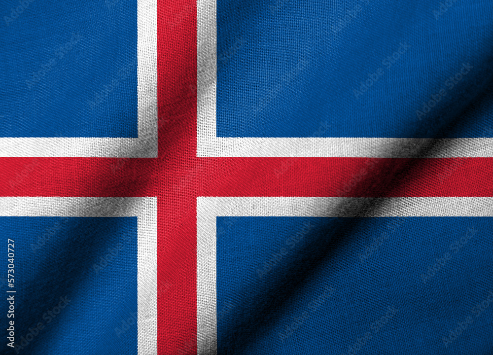 Fototapeta premium 3D Flag of Iceland waving