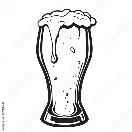 Beer glass mug vintage hand drawn sketch Vector illustration Alcohol