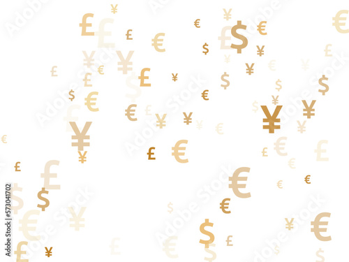 Euro dollar pound yen gold symbols flying currency vector background. Success backdrop. Currency