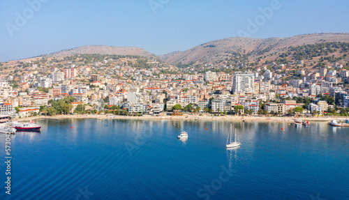 City Beach. Saranda. Albania. Promenade. Port. City. View from a height © TATIANA
