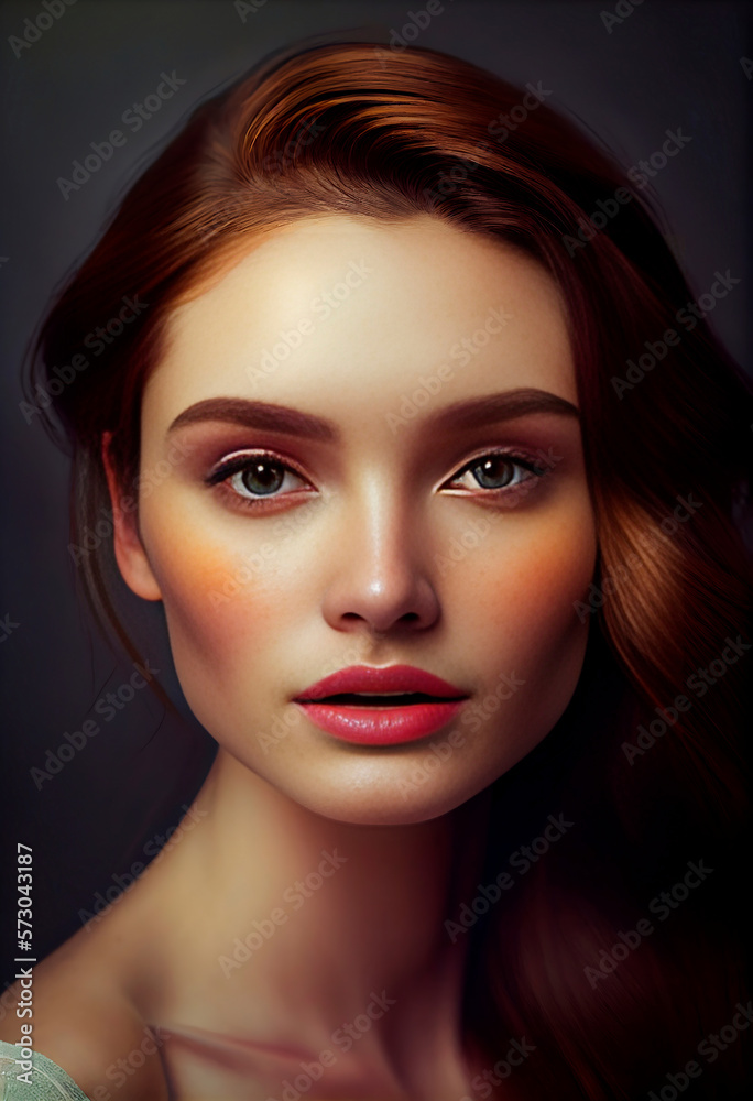 Portrait beautiful young woman with clean fresh skin. Generative AI 3
