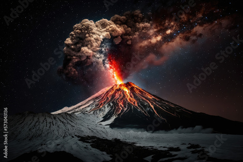 Spectacular volcanic eruption. Generative AI