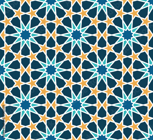 Seamless geometric pattern. Vector decorative ornamental pattern. Abstract background. Morocco Seamless pattern. Traditional Islamic Design. Mosque decoration element. 

