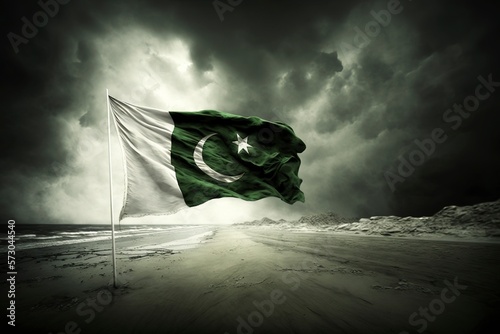 Pakistan flag on cinematic background, Generative Ai