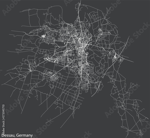 Detailed hand-drawn navigational urban street roads map of the German town of DESSAU, GERMANY with vivid road lines and name tag on solid background