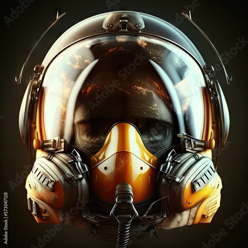 Fotografia Fighter Jet helmet- Futuristic fighter pilot Gear. Generative AI