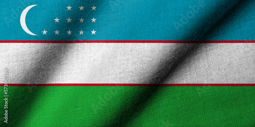 3D Flag of Uzbekistan waving
