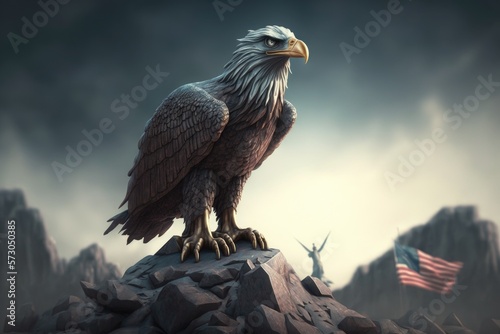 Freedom concept, eagle banner, buzzards day