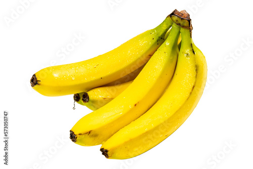 Bunch of Bananas with water droplets. Isolated on white background with clipping path.