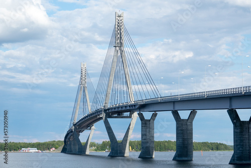 Long bridge called Replot (Finnish: Raippaluoto). It is is a cable-stayed tuftform bridge connecting the island of Replot with the mainland in Korsholm (Finnish: Mustasaari) photo