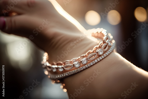 A Dazzling Gold Diamond Bracelet for Women. Generative AI