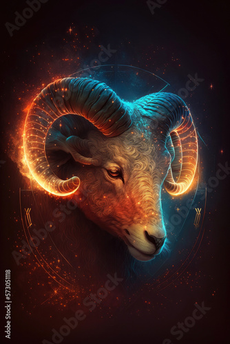 Aries zodiac sign created with Generative AI technology.