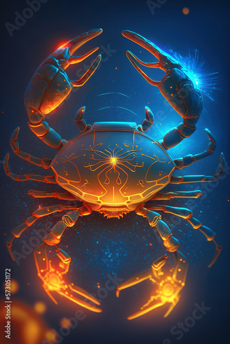 Crab zodiac sign created with Generative AI technology.