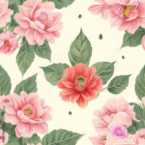 Seamless pattern with flowers 300DPI