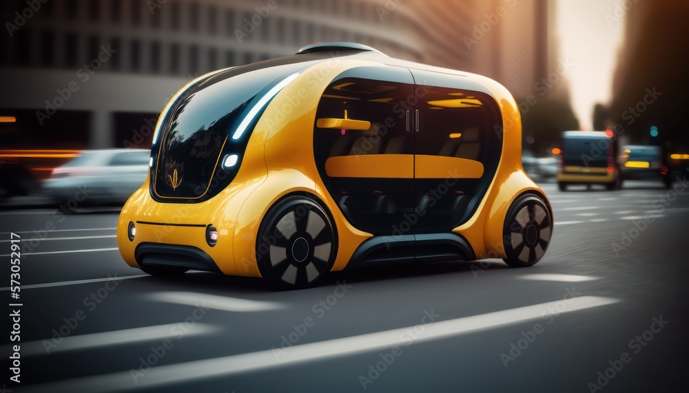 Riding the Future: Urban Autonomous Mobility in a Futuristic Cityscape. Generative AI Riding the Future: Urban Autonomous Mobility in a Futuristic Cityscape. Generative AI