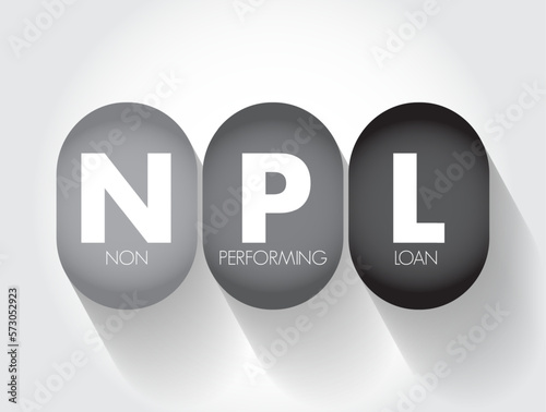 NPL Non-Performing Loan - bank loan that is subject to late repayment or is unlikely to be repaid by the borrower in full, acronym text concept background