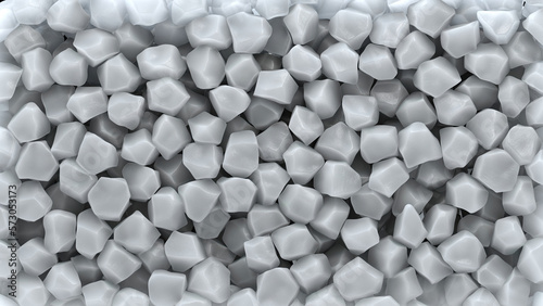 Ice snowy cubes covers the screen, 3D rendering.