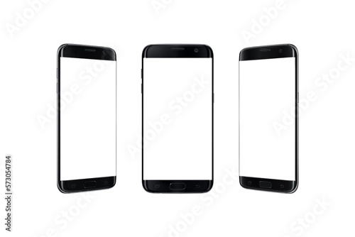 Black ransparent phone showcase. Curve edges in front and both side positions photo