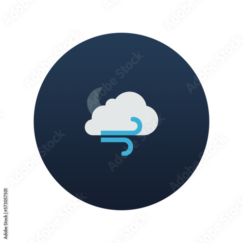 Cloud, moon and wind icon, Flat vector illustration for web and mobile interface, EPS 10