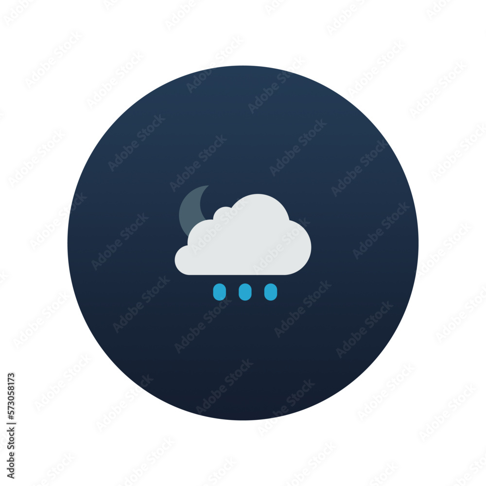 Cloud, moon and rain icon, Flat vector illustration for web and mobile interface, EPS 10 Cloud, moon and rain icon, Flat vector illustration for web and mobile interface, EPS 10