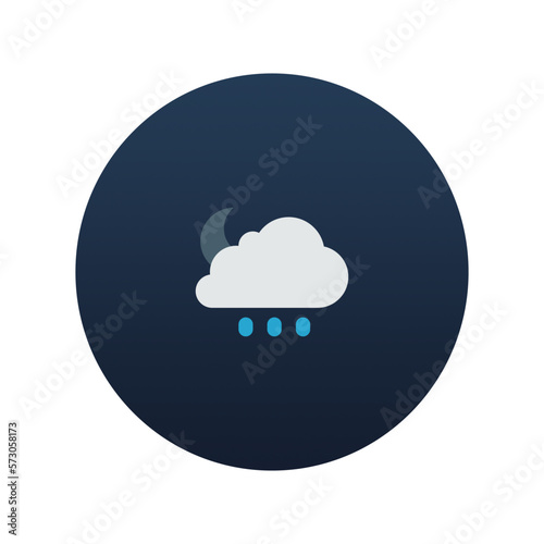 Cloud, moon and rain icon, Flat vector illustration for web and mobile interface, EPS 10
