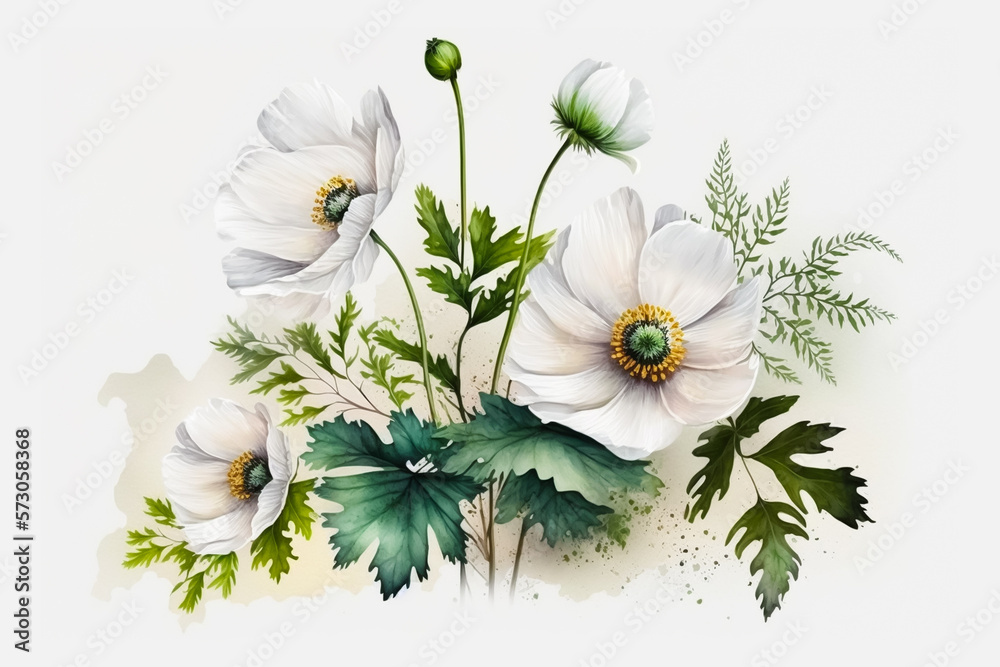 Fototapeta premium Ethereal Elegance of Watercolor Wedding Flowers. Generative AI