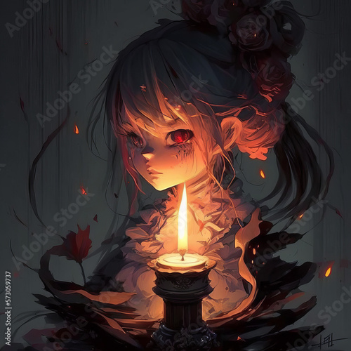 girl with a burning candle
