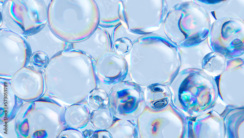 3d render, abstract background with air bubbles, sparkling water drops macro, hydration jelly balls