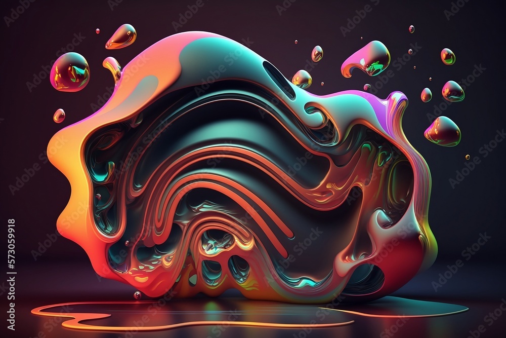 Fluid Abstraction: Vibrant Red and Blue Shaded Forms in Zero Gravity Fluid Abstraction: Vibrant Red and Blue Shaded Forms in Zero Gravity