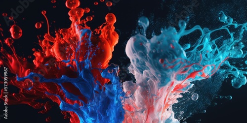 Blue and Red Paint Splash-Liquid 