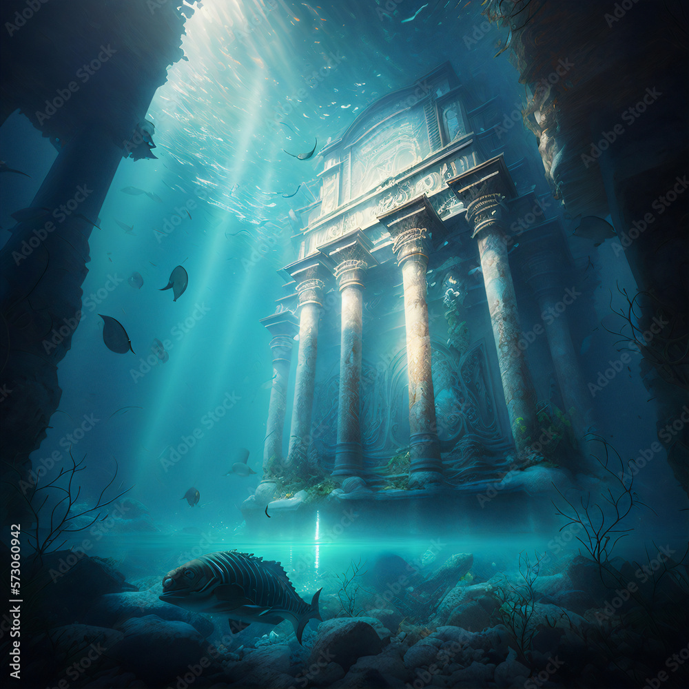 Submerged Atlantis: A City of Marble Beneath the Waves. Generative AI ...