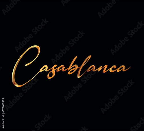 decorative 3d gold casablanca text on black background